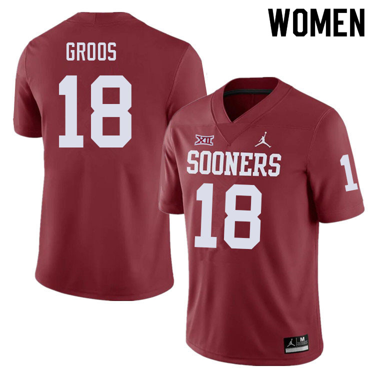 Women #18 Carsten Groos Oklahoma Sooners College Football Jerseys Sale-Crimson - Click Image to Close